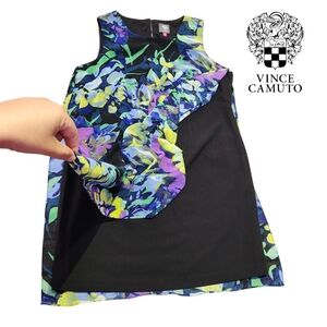 Vince Camuto Women's Scuba Dress Sleeveless Black Floral Layer Size 14 (L)